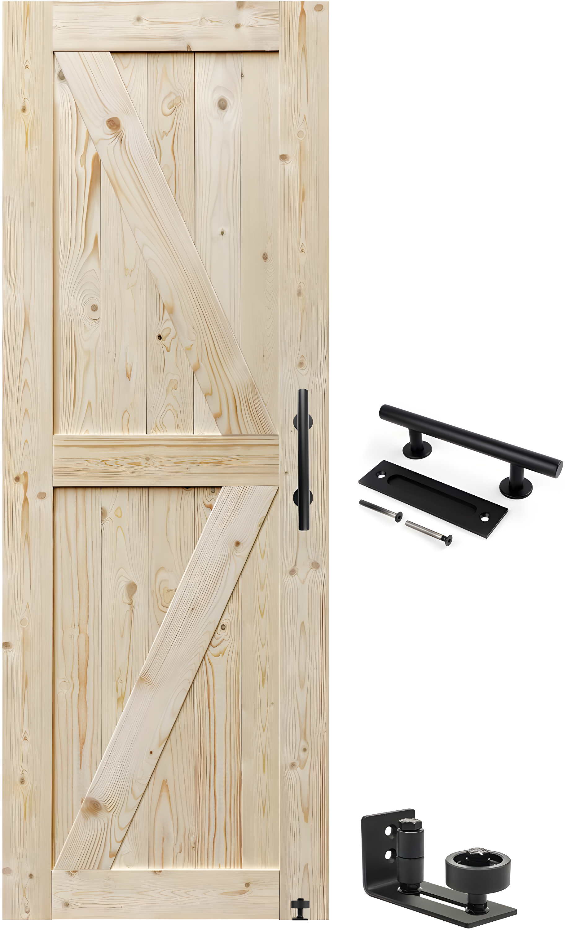 Barn Door, Unfinished British Brace Barn Door/Country Style/Solid Wood/Sliding Door/Durable