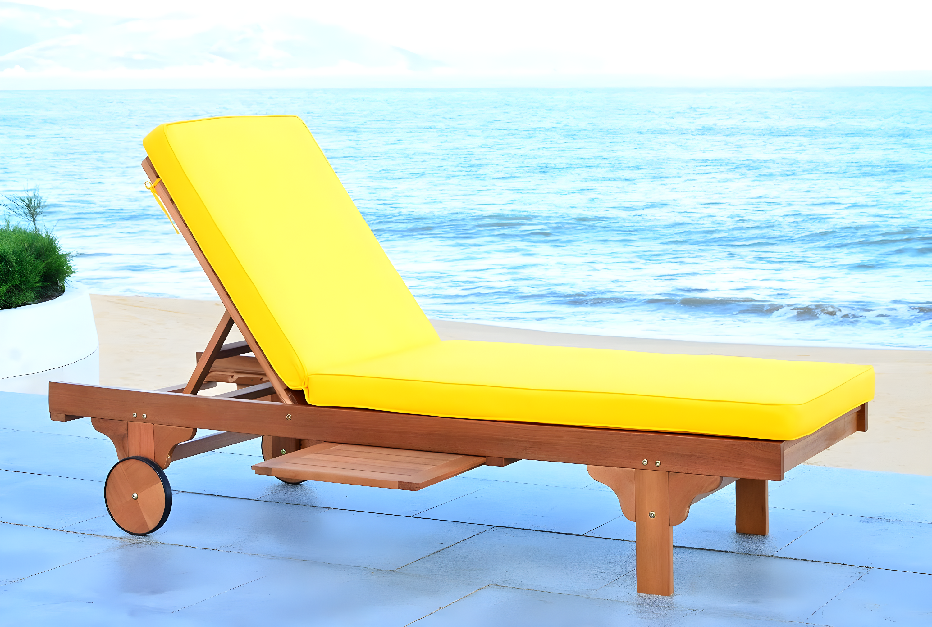 Newport Lounge Chair - Outdoor - PAT7022 - Natural/Yellow -Safavieh
