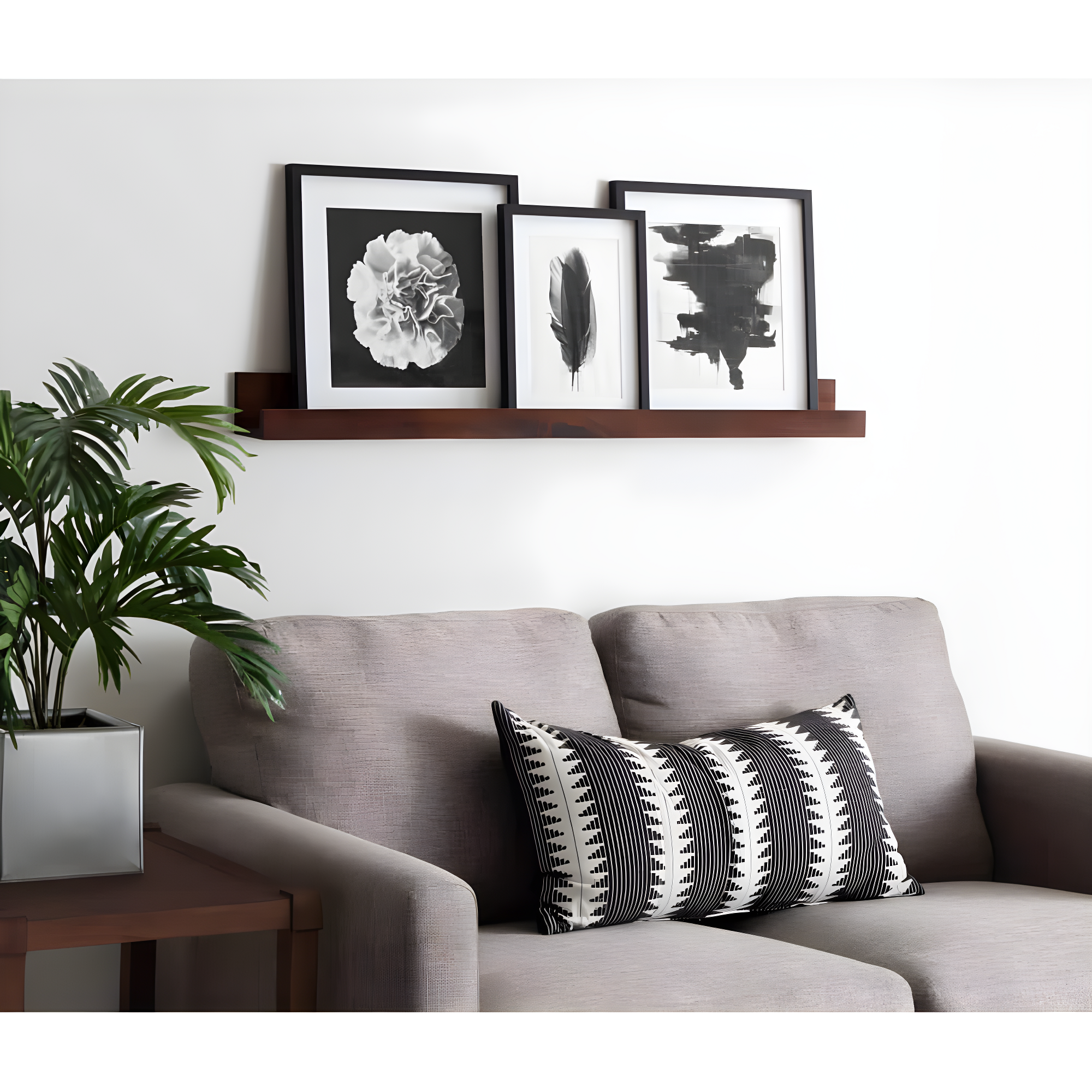 Kate and Laurel Wood Floating Shelf, 42" x 3.5", Walnut Brown