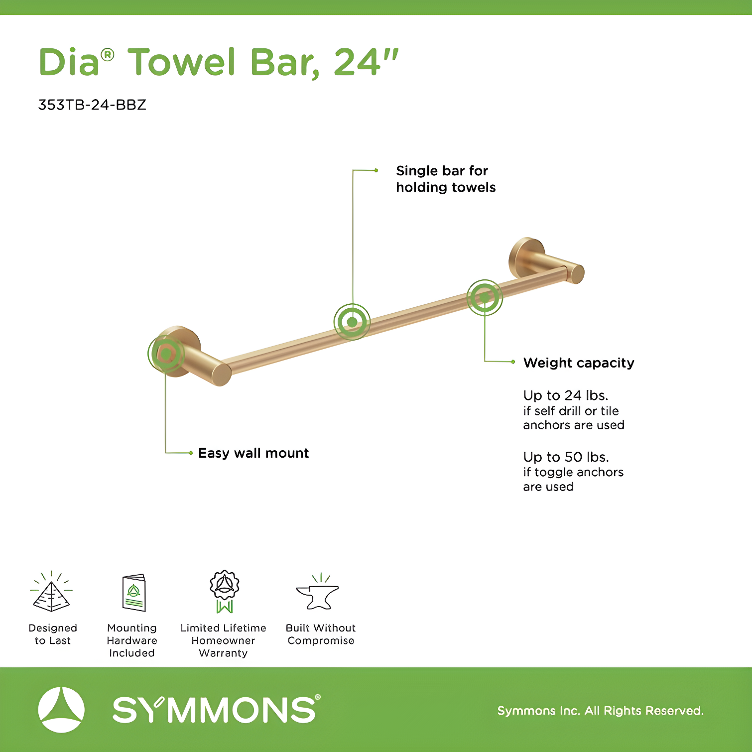 Dia 24" Extra Long Wall Mounted Towel Bar