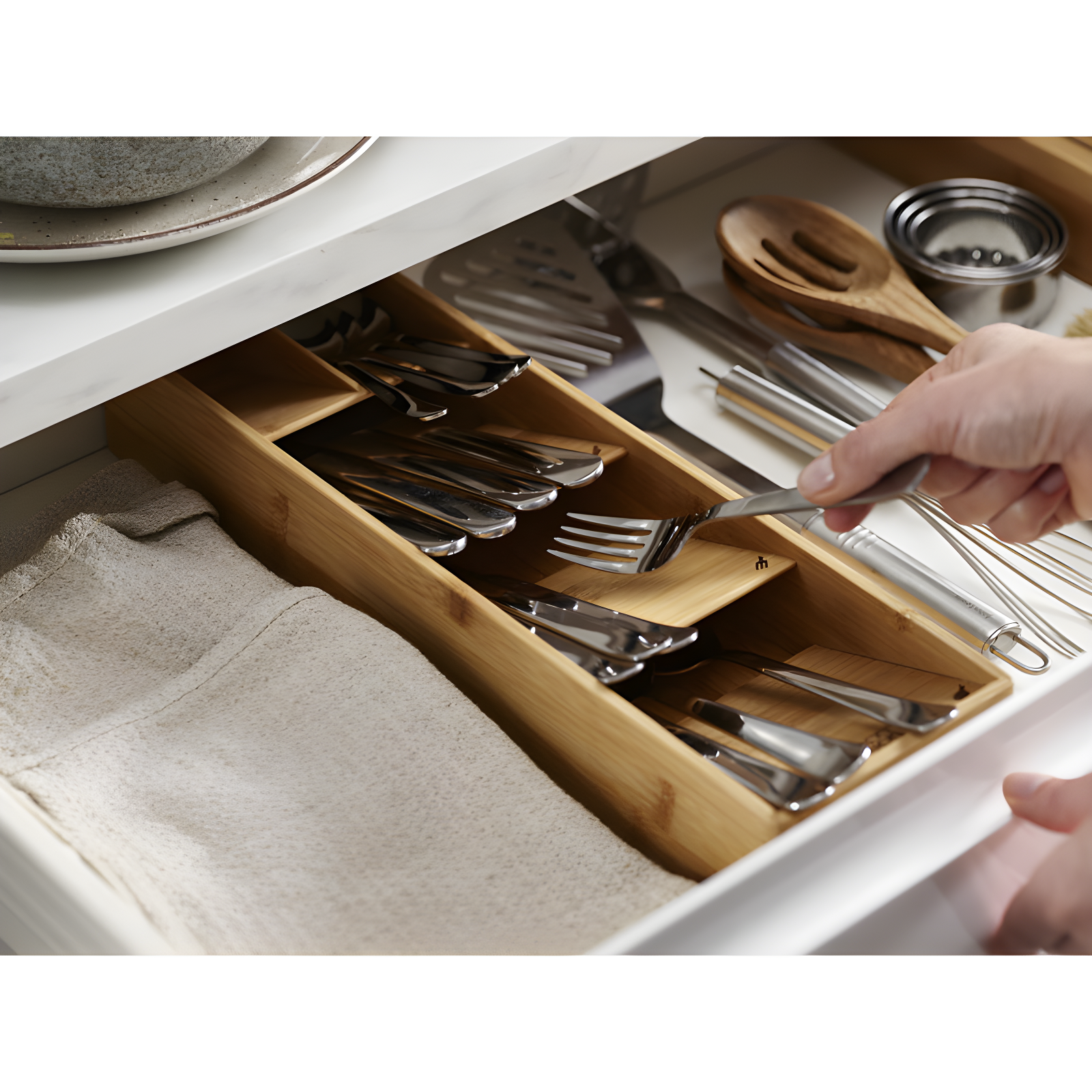 Joseph Joseph DrawerStore Compact Bamboo Silverware Organizer