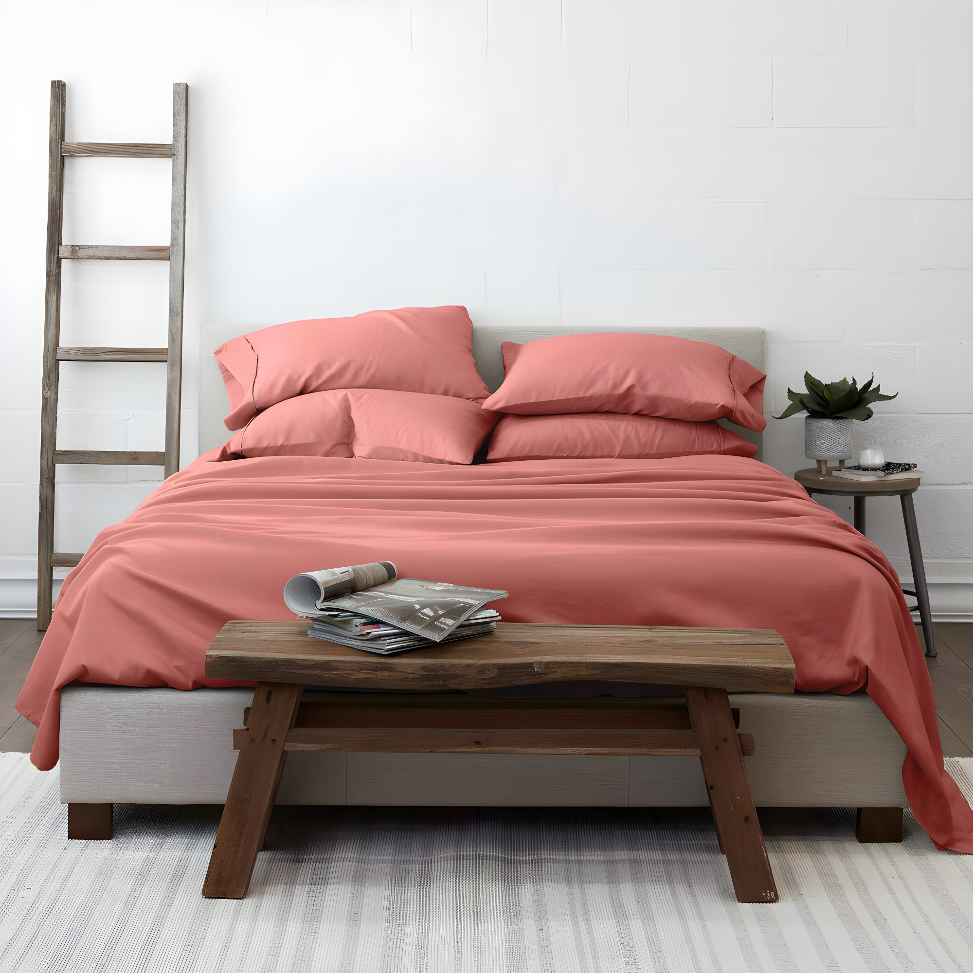 Noble Linens 6 Piece Clay Solid Microfiber Bed Sheet Set For Twin Size Bedding