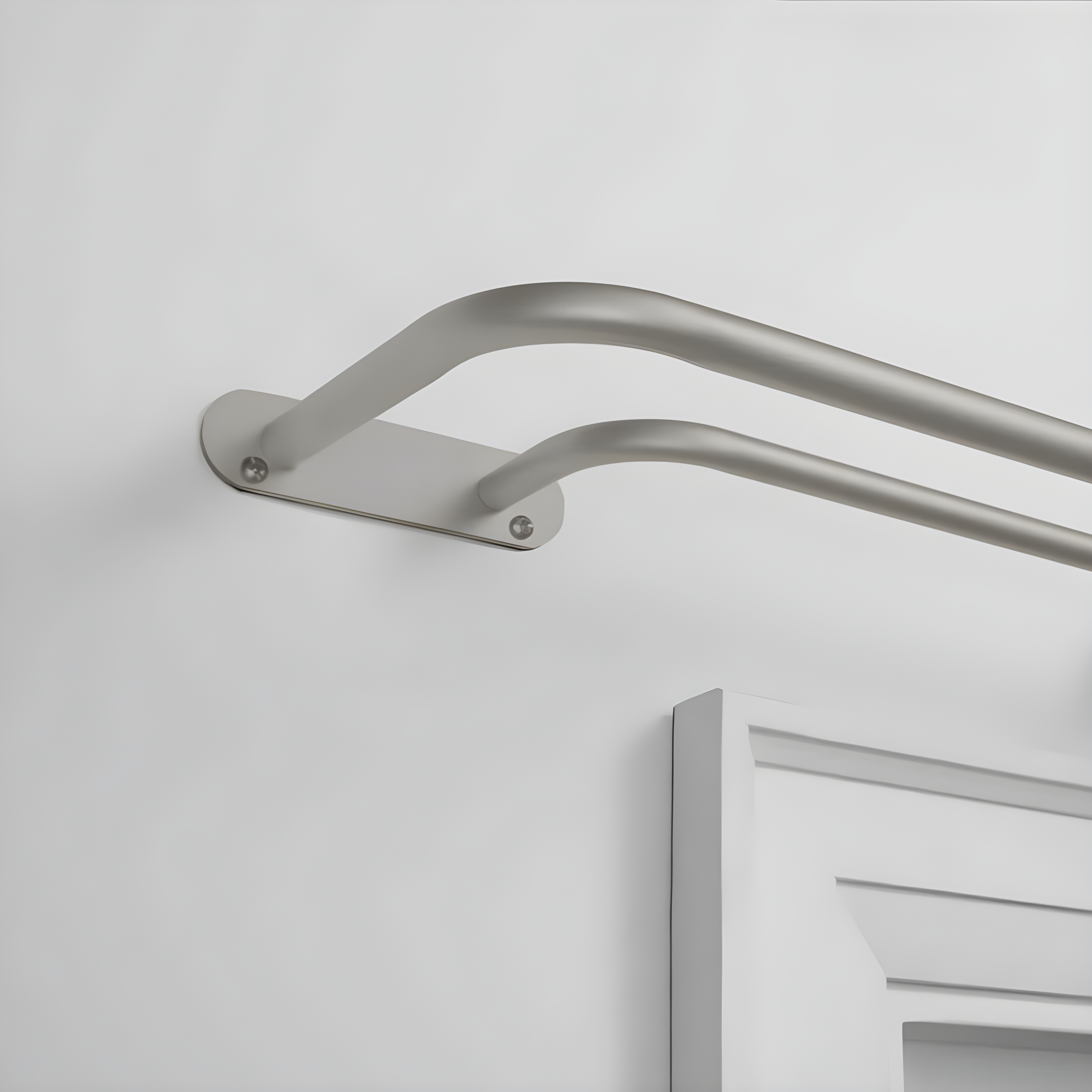 EXCLUSIVE HOME Fetter Wrap Around Double Curtain Rod, Matte Silver, 83.5"-120"