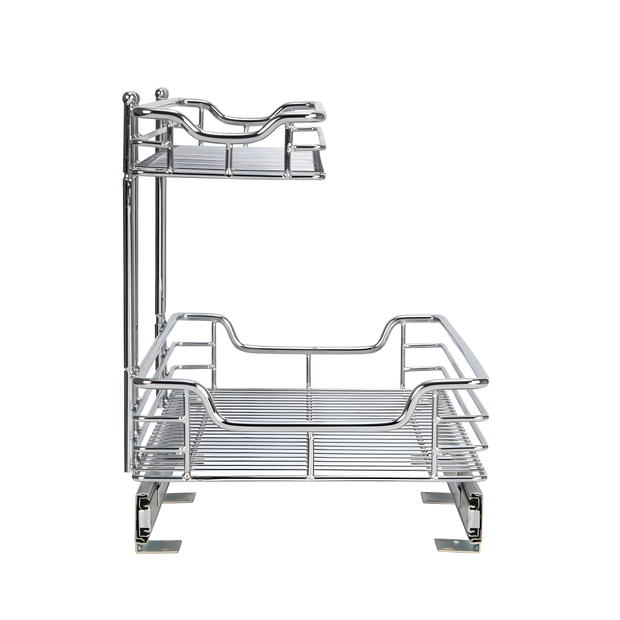 Glidez Multipurpose Chrome-Plated Steel Pull-Out/Slide-Out Storage Organizer for Under Sink or Under Cabinet Use - 2-Tier Design - Chrome