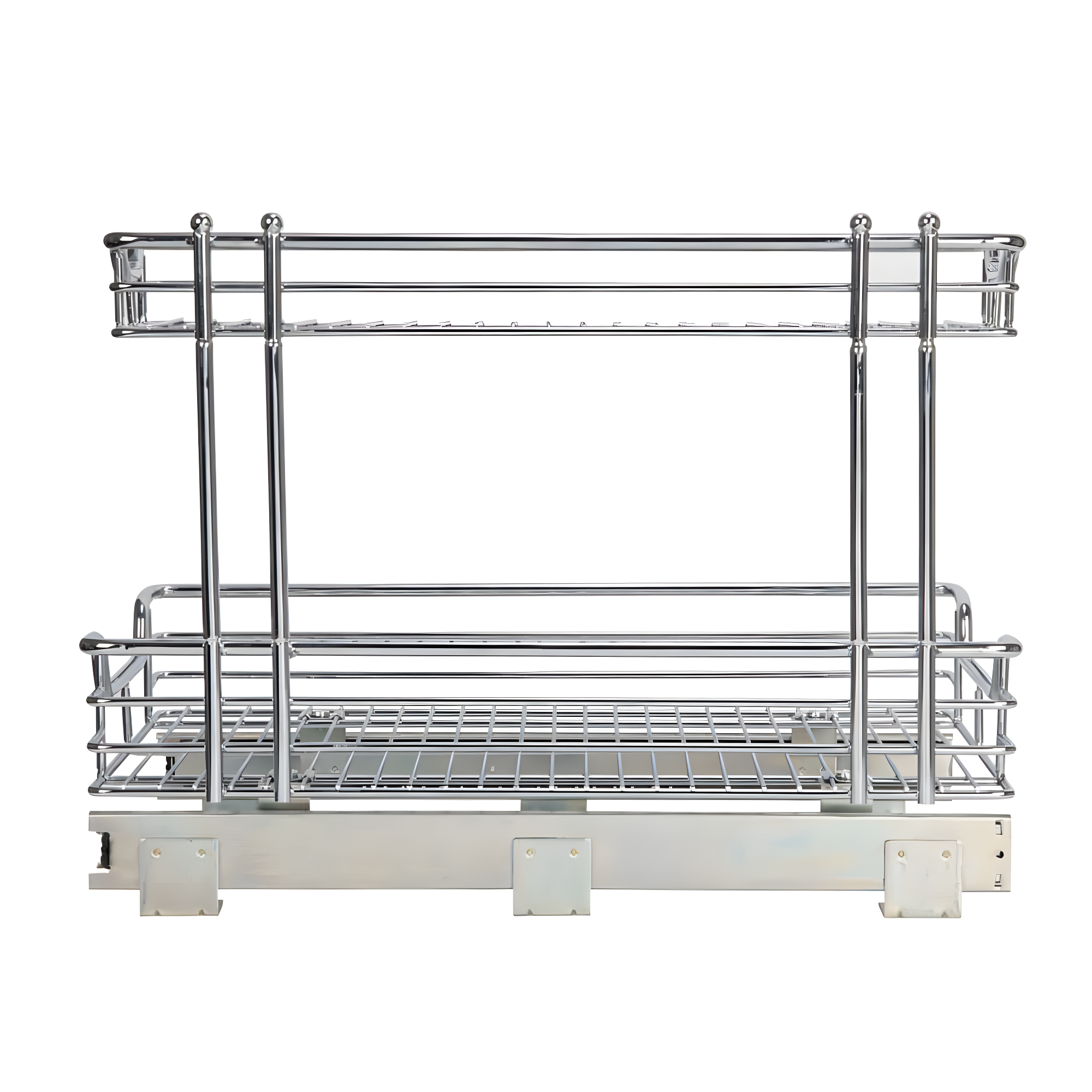 Glidez Multipurpose Chrome-Plated Steel Pull-Out/Slide-Out Storage Organizer for Under Sink or Under Cabinet Use - 2-Tier Design - Chrome