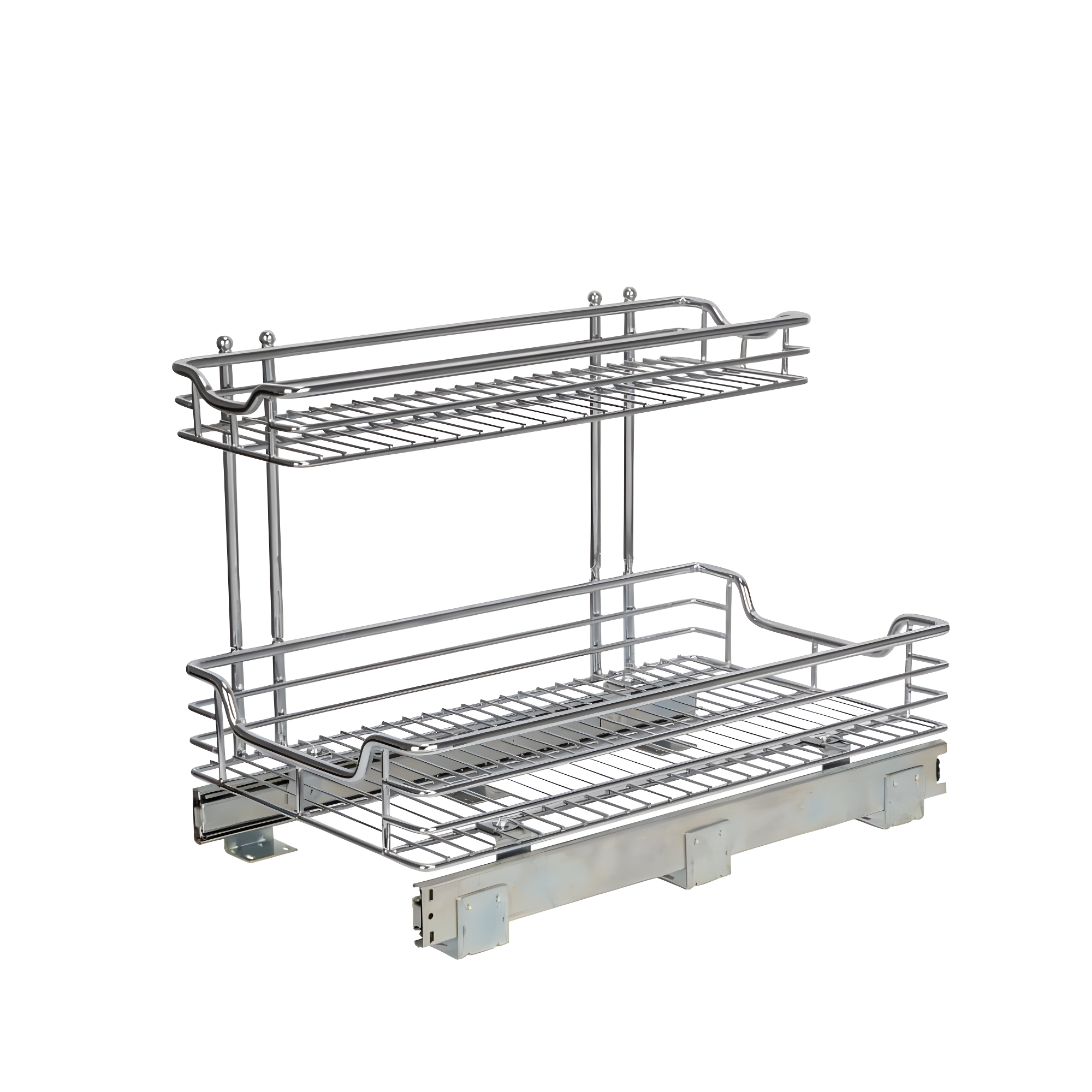 Glidez Multipurpose Chrome-Plated Steel Pull-Out/Slide-Out Storage Organizer for Under Sink or Under Cabinet Use - 2-Tier Design - Chrome