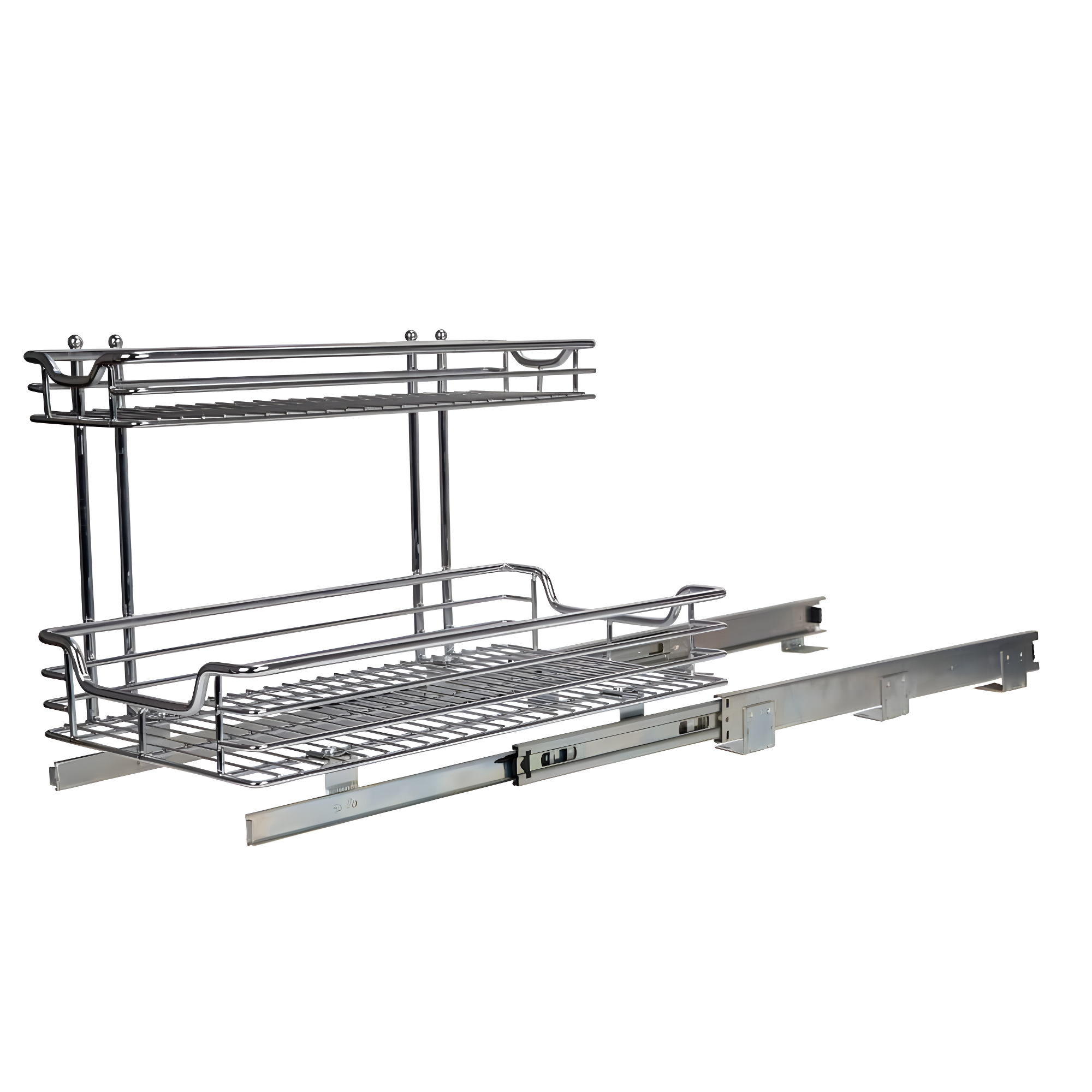 Glidez Multipurpose Chrome-Plated Steel Pull-Out/Slide-Out Storage Organizer for Under Sink or Under Cabinet Use - 2-Tier Design - Chrome