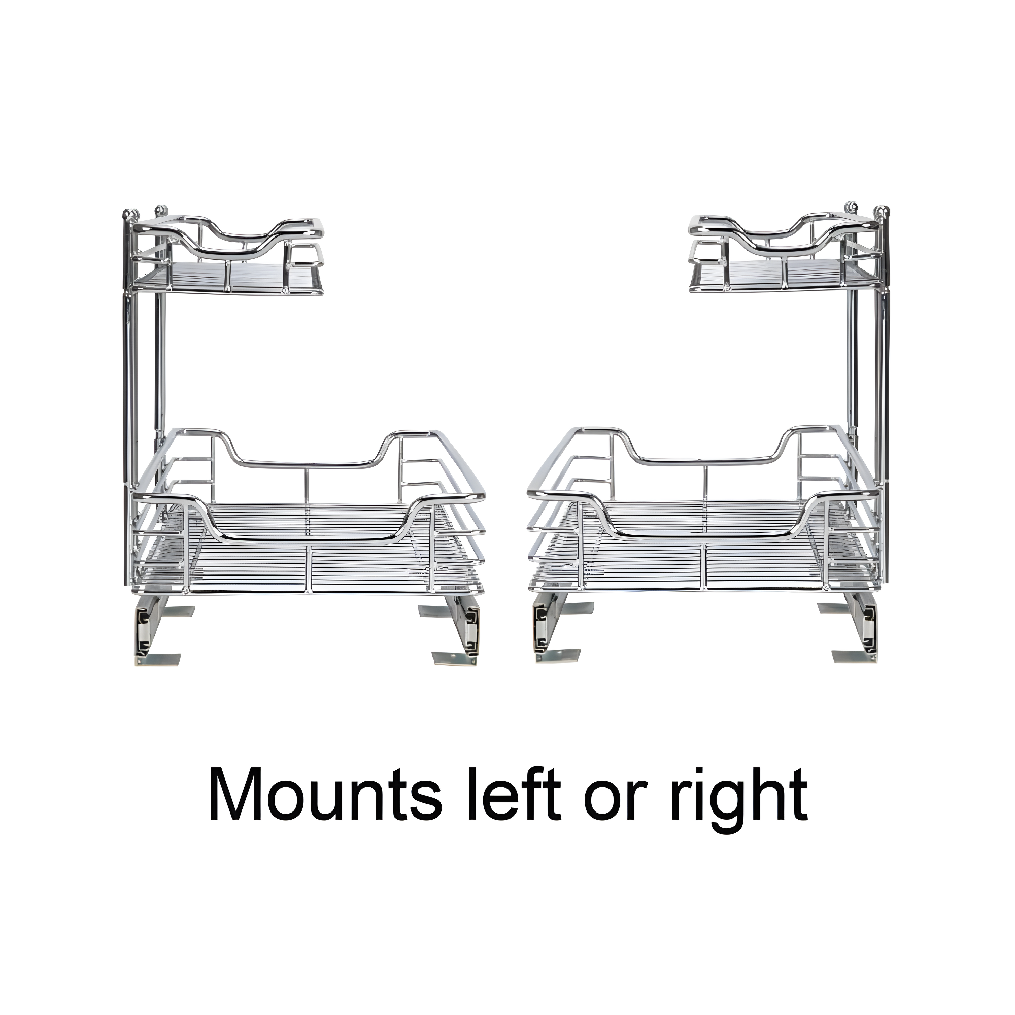 Glidez Multipurpose Chrome-Plated Steel Pull-Out/Slide-Out Storage Organizer for Under Sink or Under Cabinet Use - 2-Tier Design - Chrome