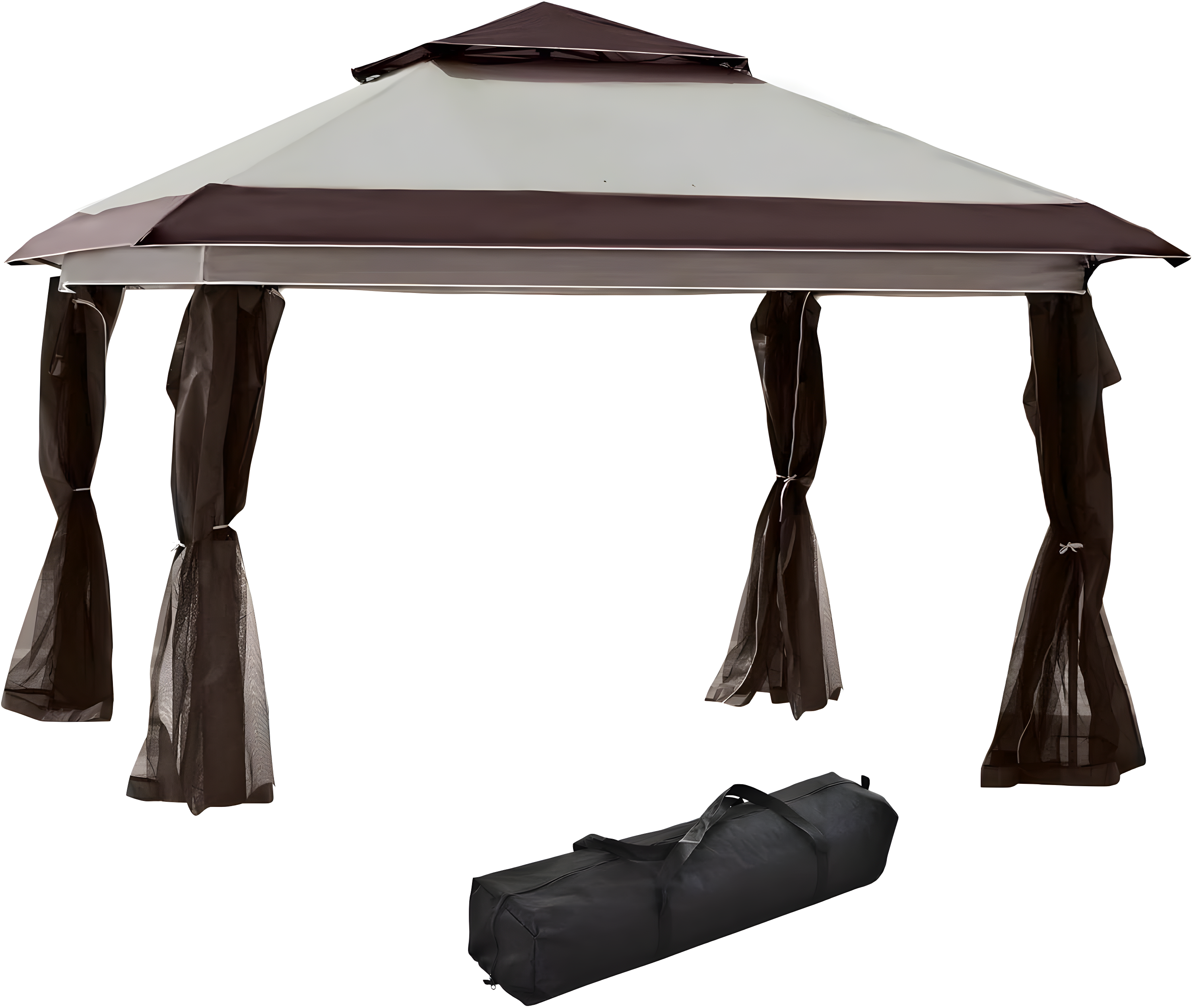 Outsunny 12' x 12' Pop Up Canopy Heavy Duty Sun Shade Instant Tent Folding with Center Lift Hook Design, 3-Level Adjustable Height, Beige