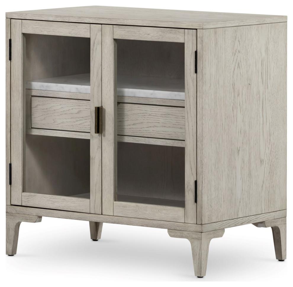Viggo Vintage White Oak Rustic 1-Drawer Cabinet Nightstand