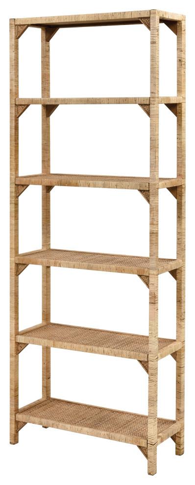 Fargesia Natural Bamboo Tall Etagere-Style Bookcase