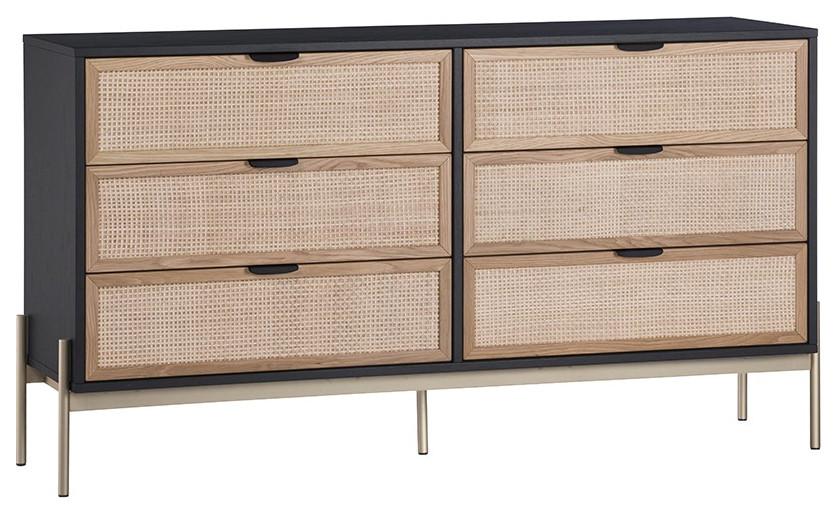 Avida 63'' Transitional Double Dresser with Soft Close Black Drawers