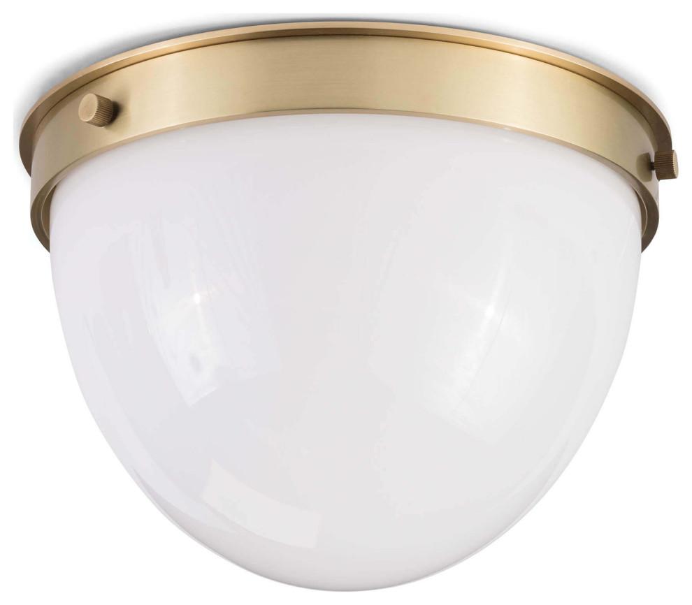 Bay Harbor 7.5" Traditional Natural Brass Flush Mount