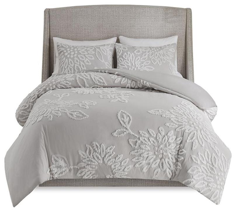 Danica Tufted Cotton Chenille Floral Duvet Cover Set - Madison Park