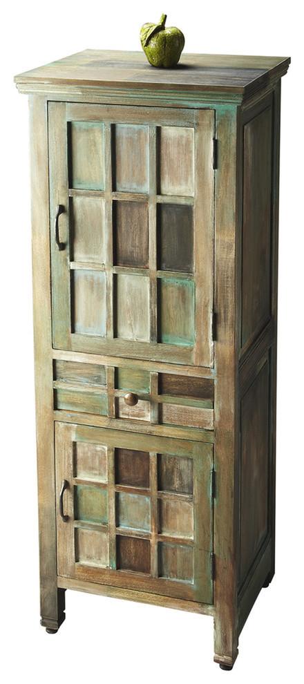 Jodha Artifacts Freestanding Accent Cabinet in Rustic Greens and Browns