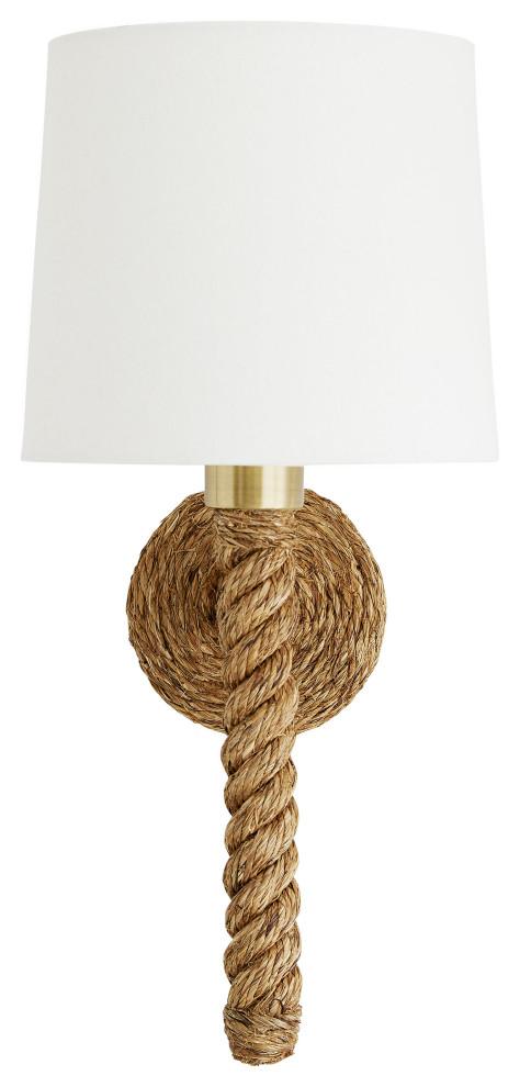 Douglas Antique Brass and Jute Wrapped 19" Sconce with Linen Shade