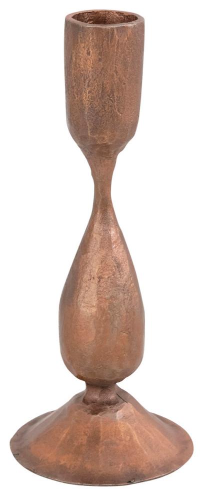 Antique Copper Finish Hand-Forged Iron Taper Candlestick Holder