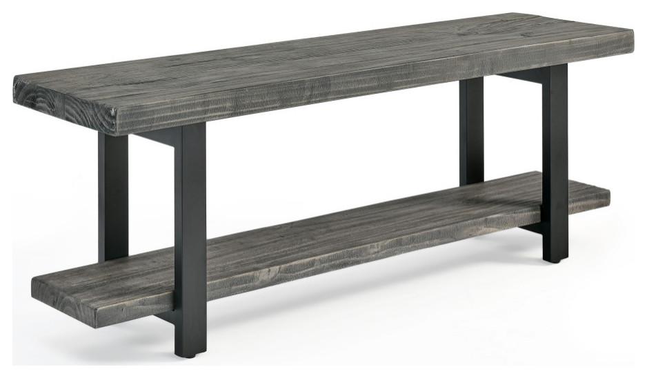 Pomona Slate Gray Metal and Reclaimed Wood Bench