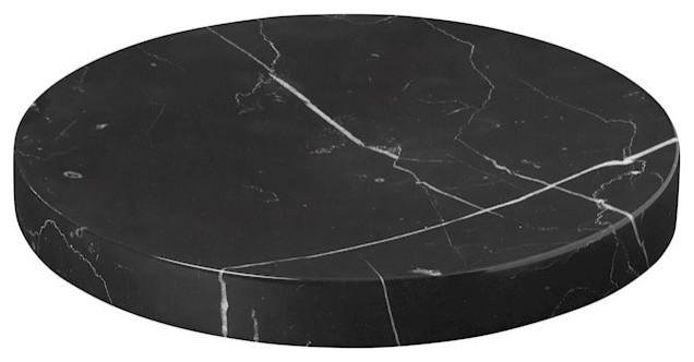 Medium Round Black Marble Decorative Tray