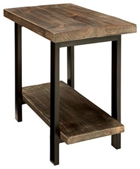 Pomona Solid Wood and Metal End Table with Shelf - Alaterre Furniture