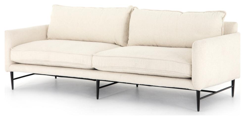 Delaney 93'' Altro Snow White Fabric Sofa with Removable Cushions