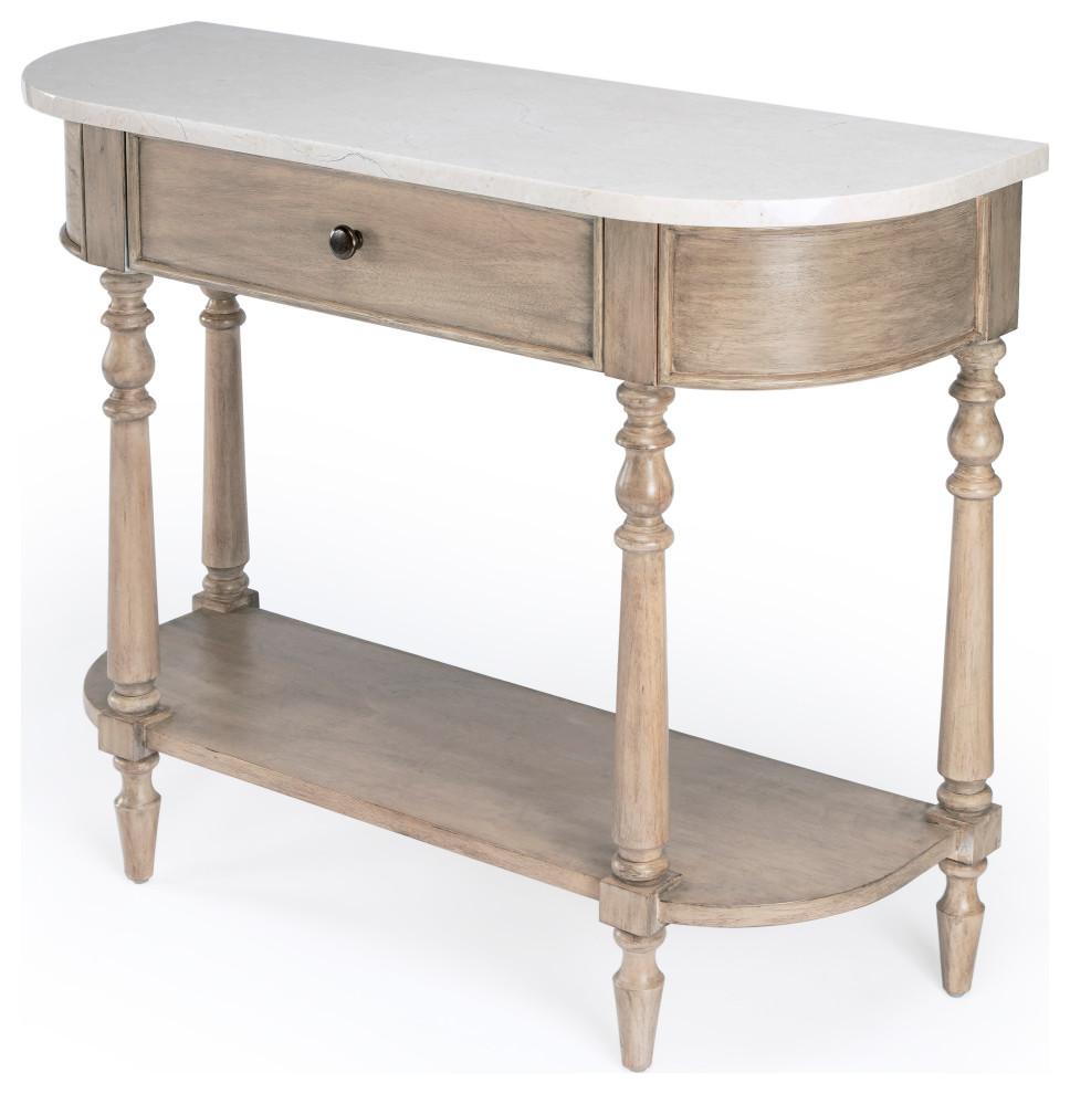 Umber Elegance Marble-Top Console Table with Storage