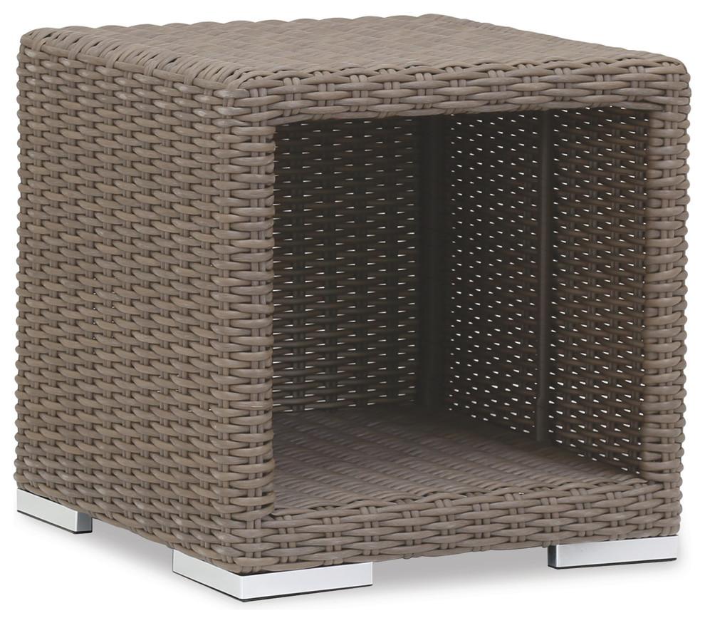 Coronado Driftwood Finish PE Resin Wicker Outdoor End Table