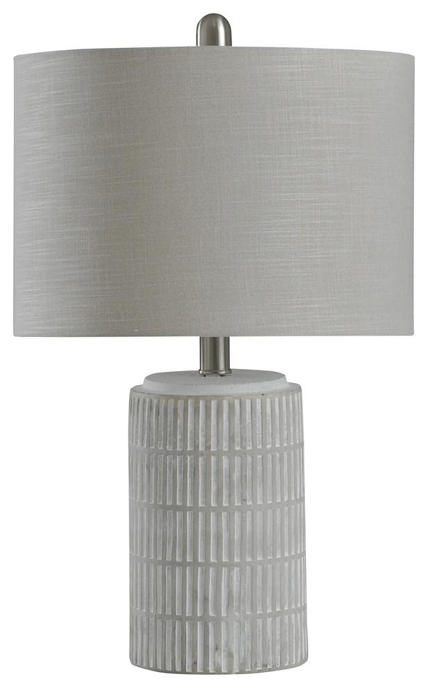 Joni Table Lamp Distressed Gray - StyleCraft: Ceramic Body, Polyester Drum Shade, UL Listed