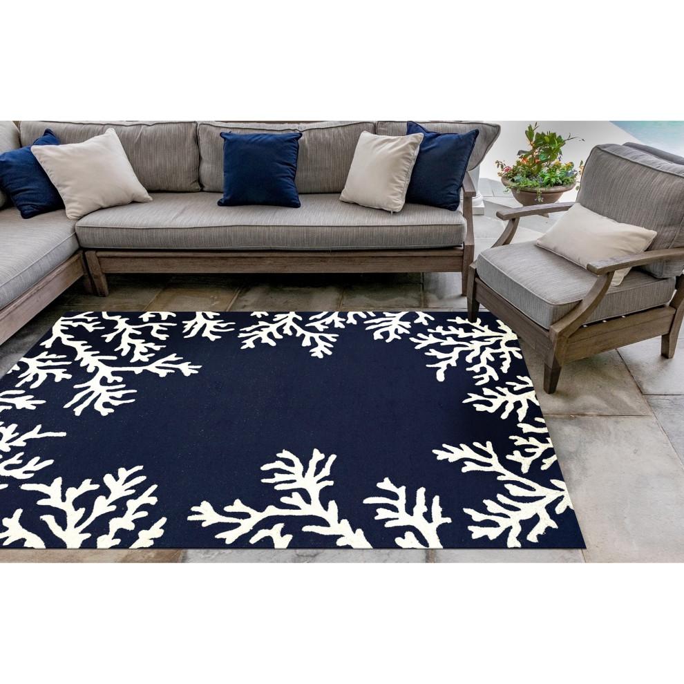 Hand-Tufted Easy Care Blue Wool & Synthetic Rectangular Rug