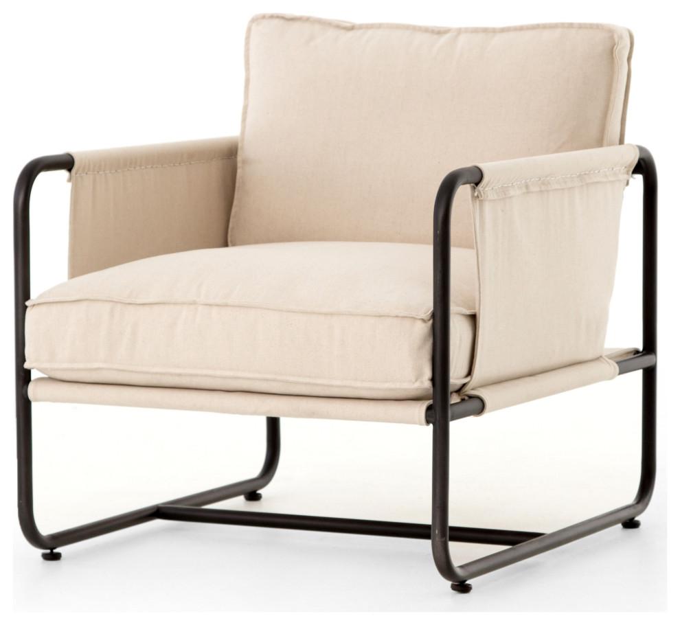 Isabel Cream Harbor Natural Small Accent Chair with Metal Frame