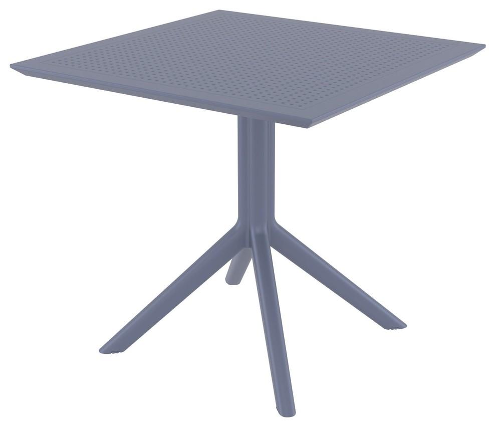 Skyline 31.5" Square Modern Gray Outdoor Bistro Table