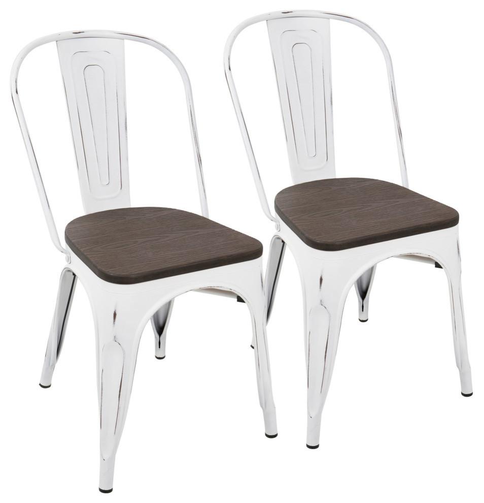 LumiSource White, Espresso Oregon Dining Chair - Set of 2