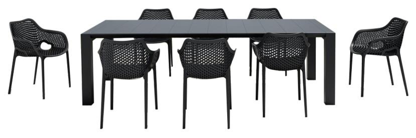 Air XL Extension 9 Piece Dining Set in Black