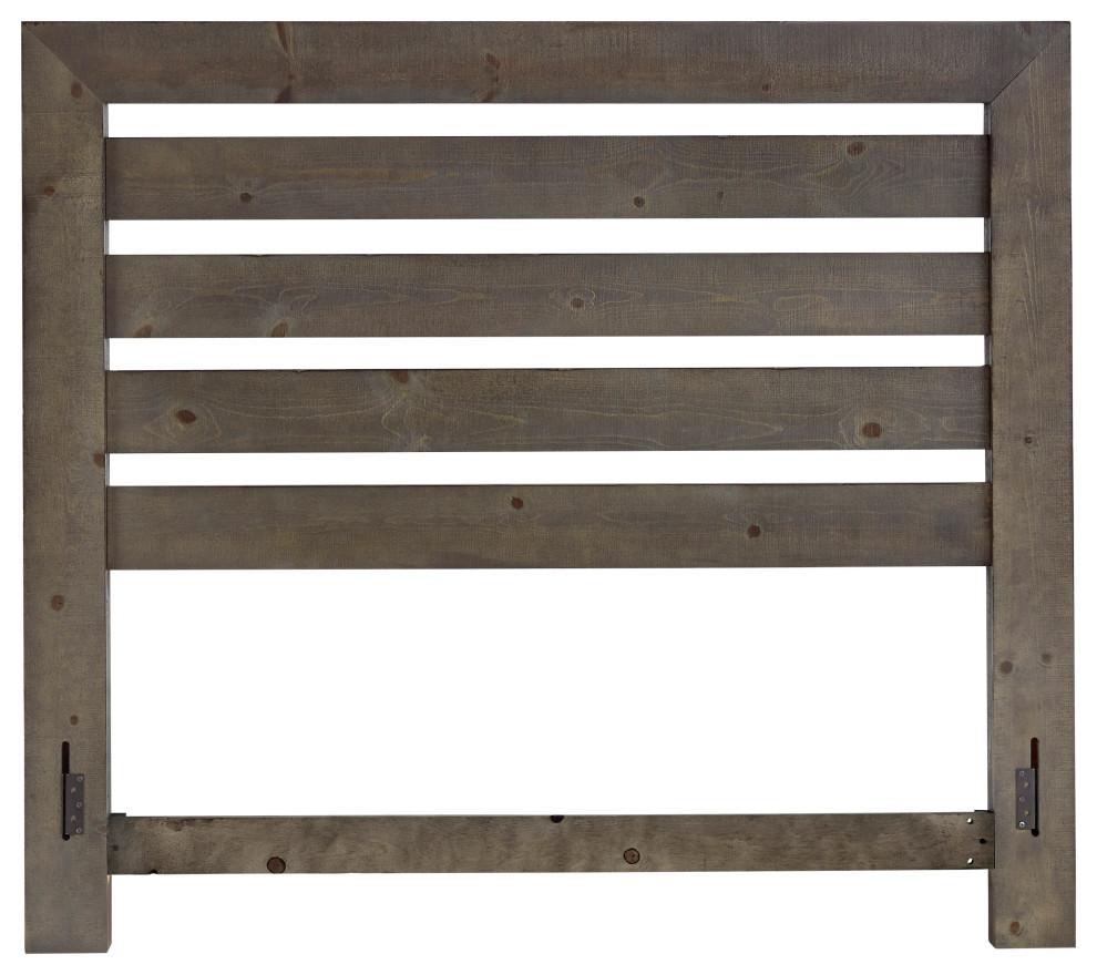 Rustic Farmhouse King Headboard in Distressed Dark Gray Pine