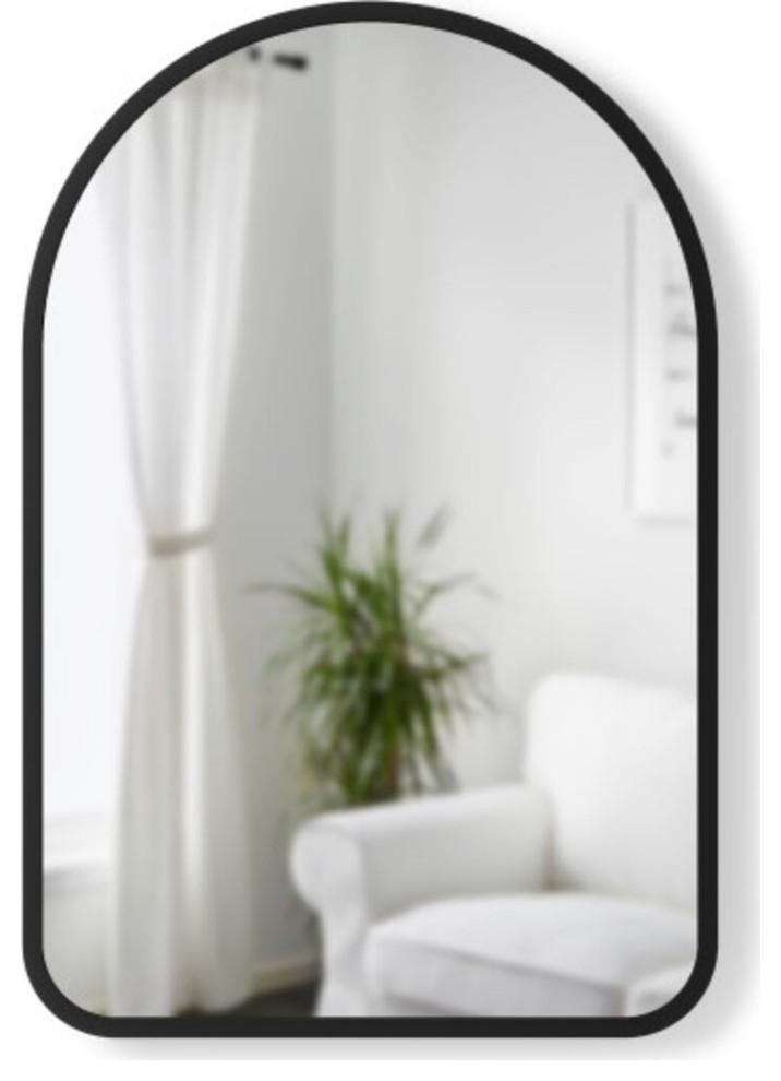 Modern Hub 39.5'' Black Wood Arched Wall Mirror