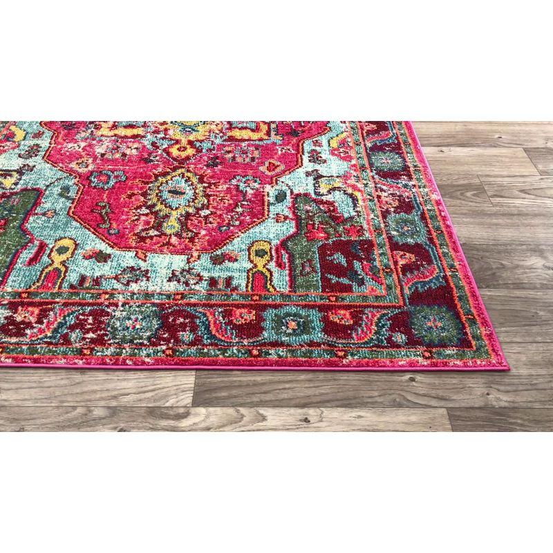 Reversible Medallion Synthetic Area Rug - Stain-resistant and Easy Care