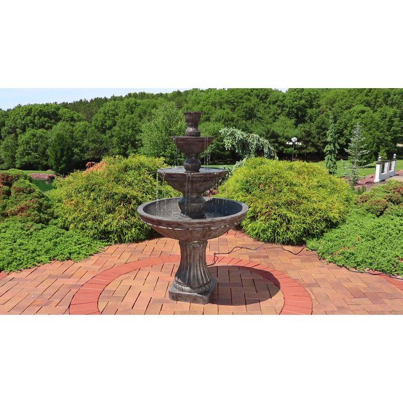 Sunnydaze 55"H Electric Polystone Classic Style 3-Tier Designer Outdoor Water Fountain, White Finish