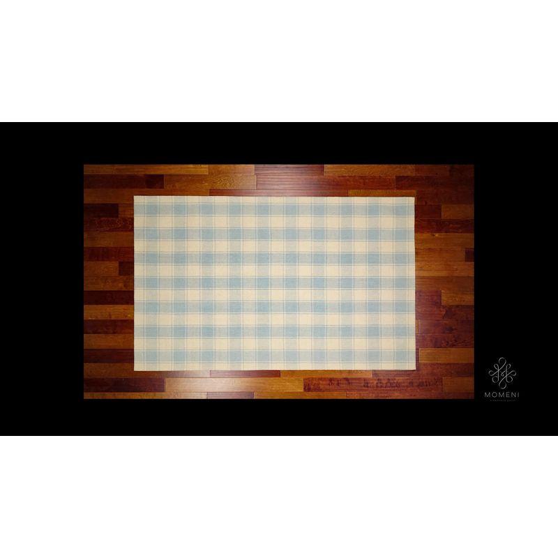 Light Blue Handwoven Wool Runner Rug - 2'3" x 8'