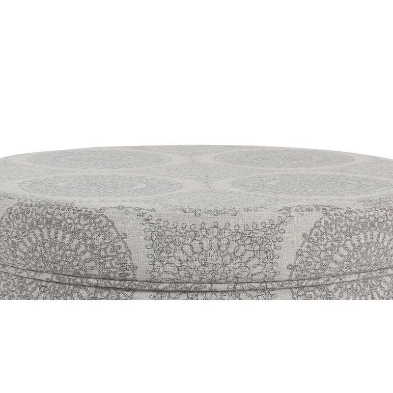 Round Storage Ottoman Gray Medallion - HomePop