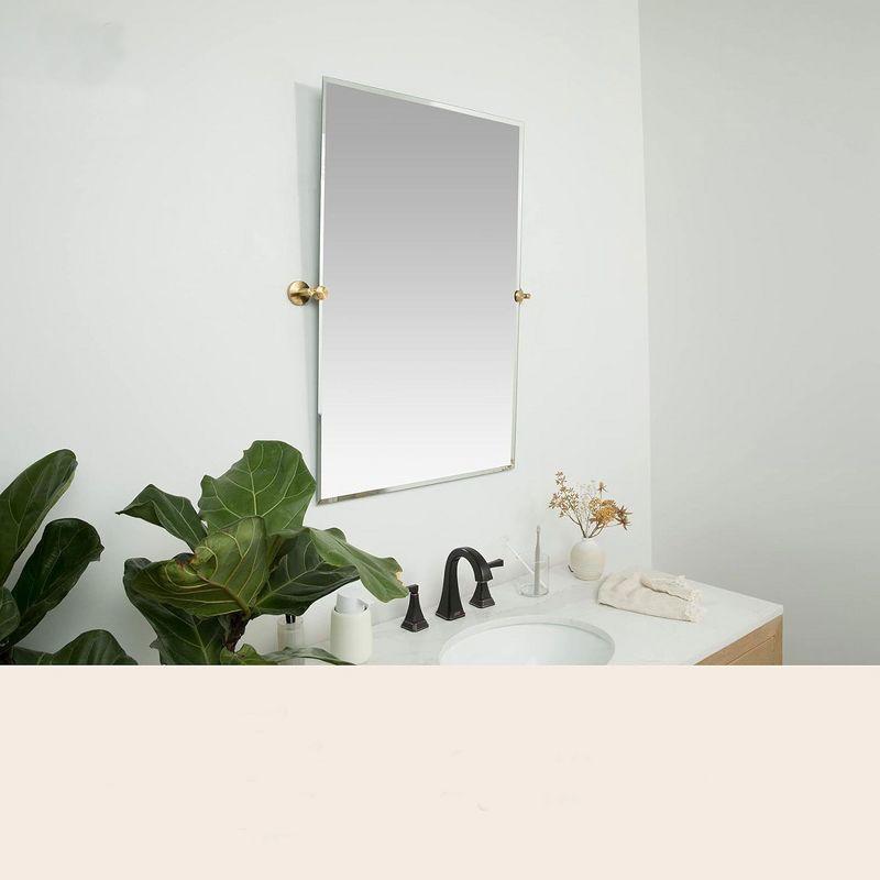 Hamilton Hills Large Tilting Pivot Rectangle Mirror with Brushed Gold Wall Anchors