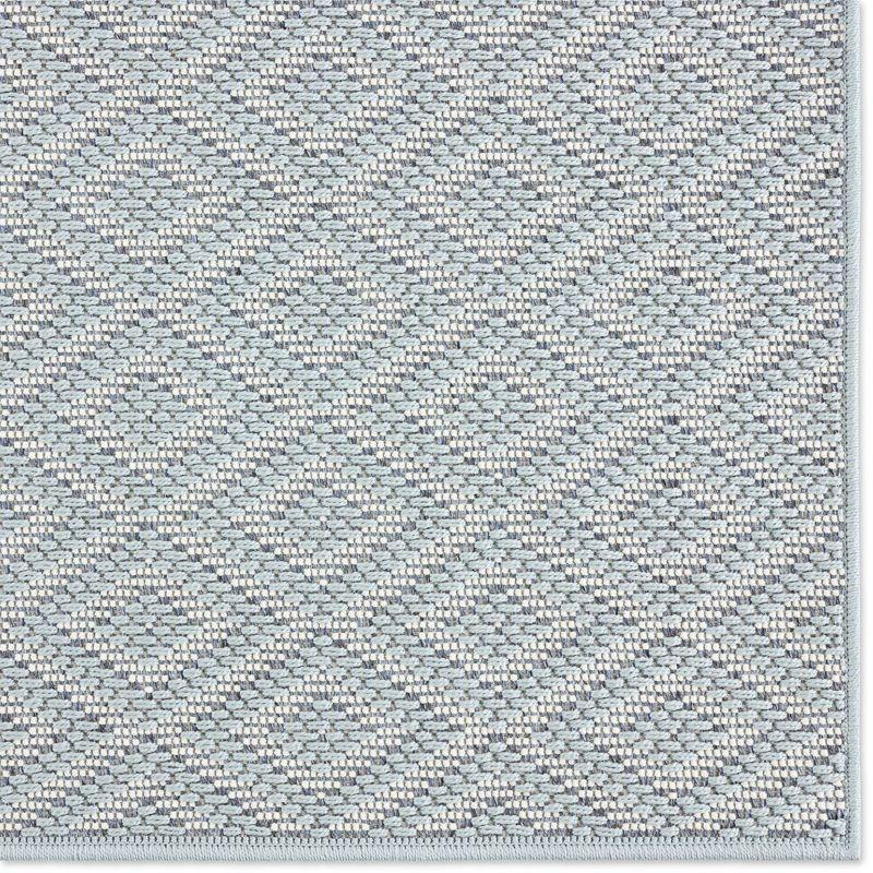 Modern Diamond Weave 5' x 7' Blue/Cream Synthetic Area Rug