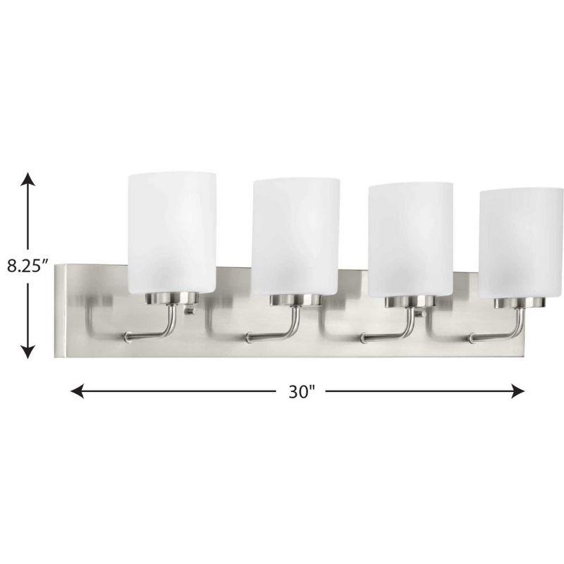 Progress Lighting Merry Collection 4-Light Bath Vanity Light, Brushed Nickel, Etched Glass Shade