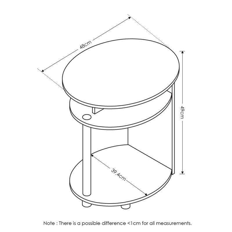 Jaya Black Round Wood End Table Set with Shelves