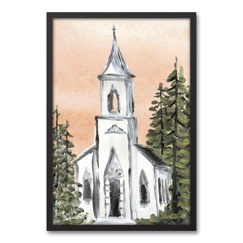 Painterly Church Black Framed Canvas 21.73 x 31.73