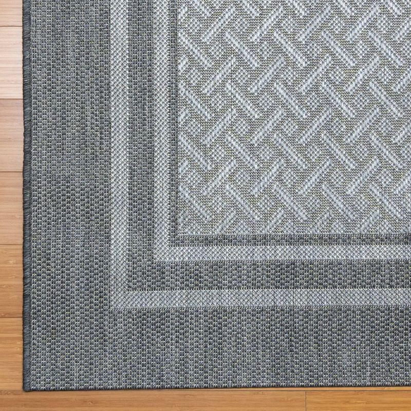 Ash Steel 6'6"x9'6" Synthetic Rectangular Easy-Care Outdoor Rug