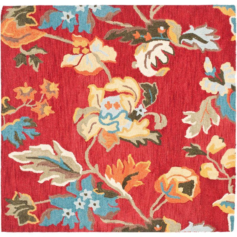 Blossom BLM672 Hand Hooked Area Rug - Red/Multi - 6'x6' - Safavieh.