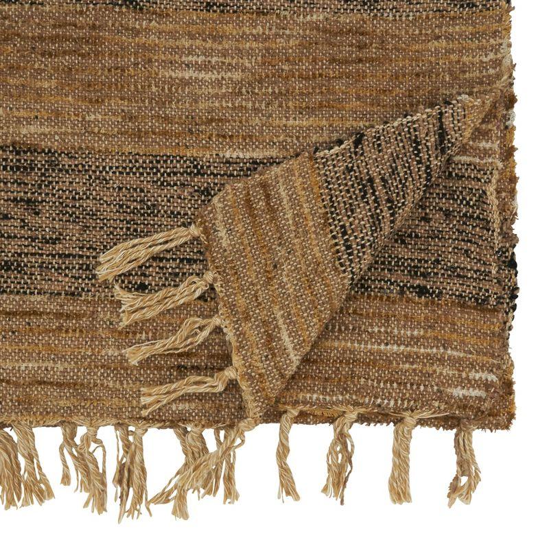 Brown Cotton Fringed Stripe Table Runner, 23" x 19"