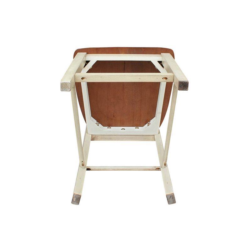 Antiqued Almond and Espresso Wood Counter Height Stool