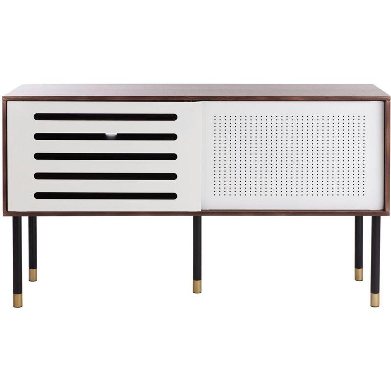 Shiloh Media Stand - White/Walnut - Safavieh