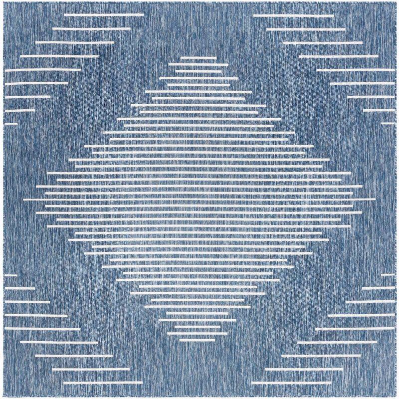 Unique Loom 7' 0 x 7' 0 Square Indoor/Outdoor Modern Blue Area Rug